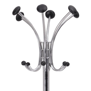 Alba™ wholesale. Chromy Coat Stand, 12 Knobs, 16w X 16d X 70.5h, Chrome-black. HSD Wholesale: Janitorial Supplies, Breakroom Supplies, Office Supplies.