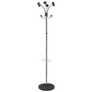 Alba™ wholesale. Chromy Coat Stand, 12 Knobs, 16w X 16d X 70.5h, Chrome-black. HSD Wholesale: Janitorial Supplies, Breakroom Supplies, Office Supplies.