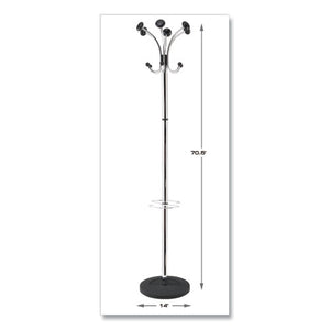 Alba™ wholesale. Chromy Coat Stand, 12 Knobs, 16w X 16d X 70.5h, Chrome-black. HSD Wholesale: Janitorial Supplies, Breakroom Supplies, Office Supplies.