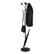 Load image into Gallery viewer, Alba™ wholesale. Chromy Coat Stand, 12 Knobs, 16w X 16d X 70.5h, Chrome-black. HSD Wholesale: Janitorial Supplies, Breakroom Supplies, Office Supplies.