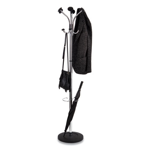 Alba™ wholesale. Chromy Coat Stand, 12 Knobs, 16w X 16d X 70.5h, Chrome-black. HSD Wholesale: Janitorial Supplies, Breakroom Supplies, Office Supplies.