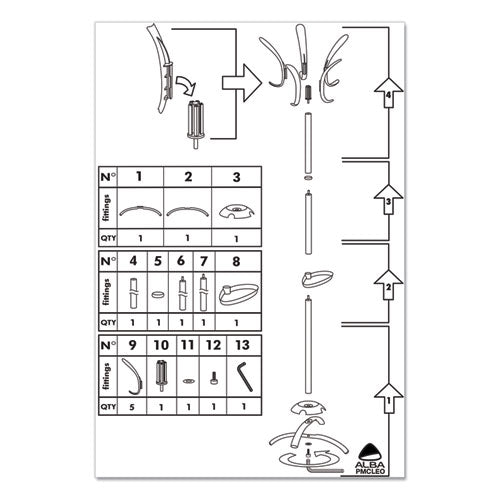 Alba™ wholesale. Cleo Coat Stand, Stand Alone Rack, Ten Knobs, Steel-plastic, 19.75w X 19.75d X 68.9h, Black. HSD Wholesale: Janitorial Supplies, Breakroom Supplies, Office Supplies.