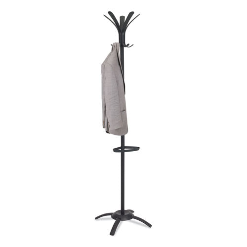 Alba™ wholesale. Cleo Coat Stand, Stand Alone Rack, Ten Knobs, Steel-plastic, 19.75w X 19.75d X 68.9h, Black. HSD Wholesale: Janitorial Supplies, Breakroom Supplies, Office Supplies.