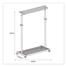 Load image into Gallery viewer, Alba™ wholesale. Garment Racks, Two-sided, 2-shelf Coat Rack, 6 Hanger-6 Hook, 44.8w X 21.67d X 70.8h, Silver Steel-wood. HSD Wholesale: Janitorial Supplies, Breakroom Supplies, Office Supplies.