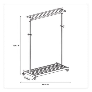 Alba™ wholesale. Garment Racks, Two-sided, 2-shelf Coat Rack, 6 Hanger-6 Hook, 44.8w X 21.67d X 70.8h, Silver Steel-wood. HSD Wholesale: Janitorial Supplies, Breakroom Supplies, Office Supplies.