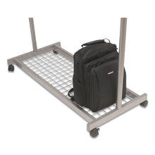 Load image into Gallery viewer, Alba™ wholesale. Garment Racks, Two-sided, 2-shelf Coat Rack, 6 Hanger-6 Hook, 44.8w X 21.67d X 70.8h, Silver Steel-wood. HSD Wholesale: Janitorial Supplies, Breakroom Supplies, Office Supplies.