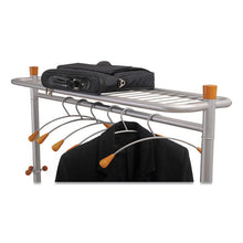 Load image into Gallery viewer, Alba™ wholesale. Garment Racks, Two-sided, 2-shelf Coat Rack, 6 Hanger-6 Hook, 44.8w X 21.67d X 70.8h, Silver Steel-wood. HSD Wholesale: Janitorial Supplies, Breakroom Supplies, Office Supplies.