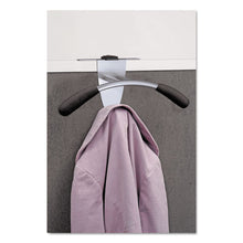 Load image into Gallery viewer, Alba™ wholesale. Hanger Shaped Partition Coat Hook, Silver-black, 15 X 4 1-2 X 7 7-8. HSD Wholesale: Janitorial Supplies, Breakroom Supplies, Office Supplies.