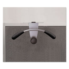 Load image into Gallery viewer, Alba™ wholesale. Hanger Shaped Partition Coat Hook, Silver-black, 15 X 4 1-2 X 7 7-8. HSD Wholesale: Janitorial Supplies, Breakroom Supplies, Office Supplies.