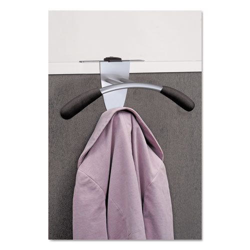 Alba™ wholesale. Hanger Shaped Partition Coat Hook, Silver-black, 15 X 4 1-2 X 7 7-8. HSD Wholesale: Janitorial Supplies, Breakroom Supplies, Office Supplies.