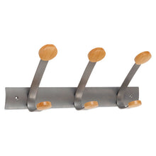 Load image into Gallery viewer, Alba™ wholesale. Wooden Coat Hook, Three Wood Peg Wall Rack, Brown-silver. HSD Wholesale: Janitorial Supplies, Breakroom Supplies, Office Supplies.