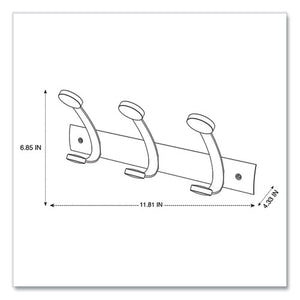 Alba™ wholesale. Wooden Coat Hook, Three Wood Peg Wall Rack, Brown-silver. HSD Wholesale: Janitorial Supplies, Breakroom Supplies, Office Supplies.