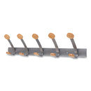 Alba™ wholesale. Wooden Coat Hook, Five Wood Peg Wall Rack, Brown-silver. HSD Wholesale: Janitorial Supplies, Breakroom Supplies, Office Supplies.