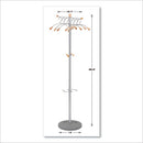 Alba™ wholesale. Wavy Coat Tree, Six Hangers-two Knobs-four Hooks, 18.88w X 14d X 68.5h, Silver Steel-wood. HSD Wholesale: Janitorial Supplies, Breakroom Supplies, Office Supplies.