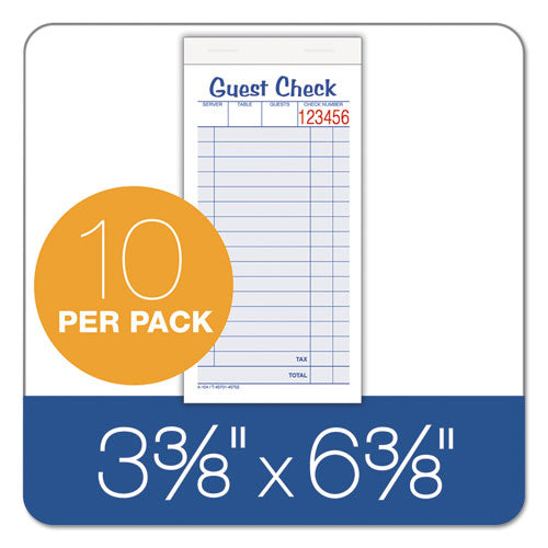 Adams® wholesale. Guest Check Unit Set, Carbonless Duplicate, 6 7-8 X 3 3-8, 50 Forms, 10-pack. HSD Wholesale: Janitorial Supplies, Breakroom Supplies, Office Supplies.