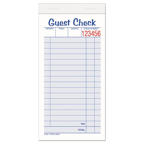 Adams® wholesale. Guest Check Unit Set, Carbonless Duplicate, 6 7-8 X 3 3-8, 50 Forms, 10-pack. HSD Wholesale: Janitorial Supplies, Breakroom Supplies, Office Supplies.