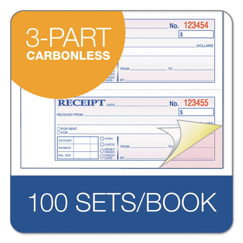 Adams® wholesale. Receipt Book, 7 5-8 X 11, Three-part Carbonless, 100 Forms. HSD Wholesale: Janitorial Supplies, Breakroom Supplies, Office Supplies.