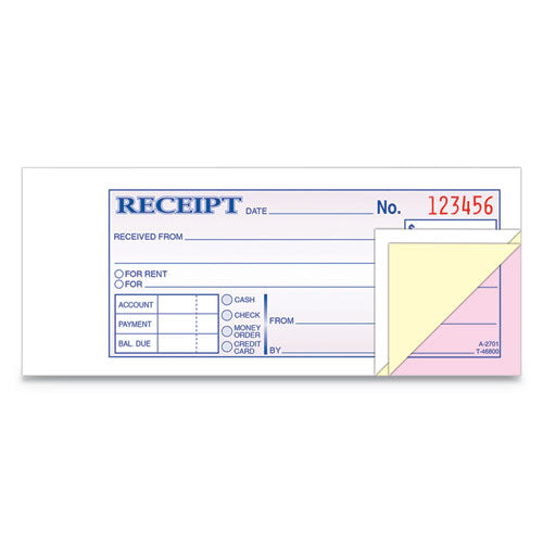 Adams® wholesale. Receipt Book, 2 3-4 X 7 3-16, Three-part Carbonless, 50 Forms. HSD Wholesale: Janitorial Supplies, Breakroom Supplies, Office Supplies.