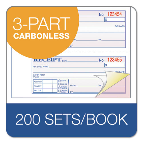 Adams® wholesale. Tops 3-part Hardbound Receipt Book, 7 X 2 3-4, Carbonless, 200 Sets-book. HSD Wholesale: Janitorial Supplies, Breakroom Supplies, Office Supplies.