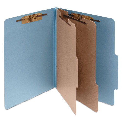 ACCO wholesale. Pressboard Classification Folders, 2 Dividers, Letter Size, Sky Blue, 10-box. HSD Wholesale: Janitorial Supplies, Breakroom Supplies, Office Supplies.