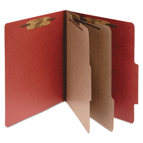 ACCO wholesale. Pressboard Classification Folders, 2 Dividers, Letter Size, Earth Red, 10-box. HSD Wholesale: Janitorial Supplies, Breakroom Supplies, Office Supplies.