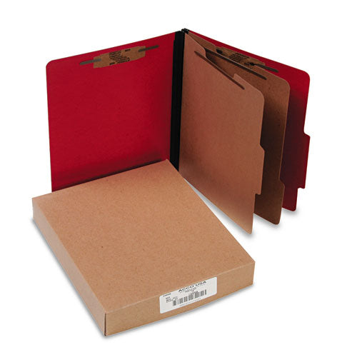ACCO wholesale. Colorlife Presstex Classification Folders, 2 Dividers, Letter Size, Executive Red, 10-box. HSD Wholesale: Janitorial Supplies, Breakroom Supplies, Office Supplies.