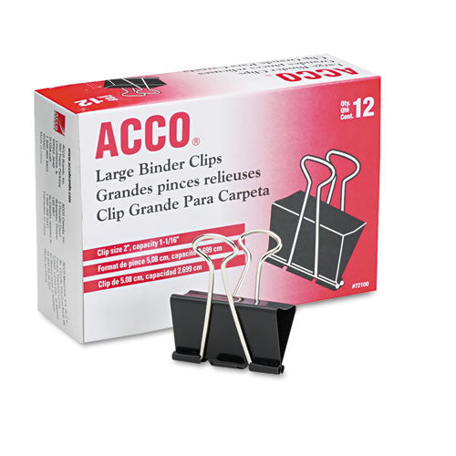 ACCO wholesale. Binder Clips, Large, Black-silver, Dozen. HSD Wholesale: Janitorial Supplies, Breakroom Supplies, Office Supplies.