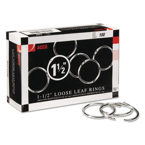 ACCO wholesale. Metal Book Rings, 1 1-2" Diameter, 100 Rings-box. HSD Wholesale: Janitorial Supplies, Breakroom Supplies, Office Supplies.