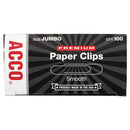 ACCO wholesale. Paper Clips, Jumbo, Silver, 1,000-pack. HSD Wholesale: Janitorial Supplies, Breakroom Supplies, Office Supplies.