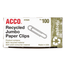 Load image into Gallery viewer, ACCO wholesale. Paper Clips, Jumbo, Silver, 1,000-pack. HSD Wholesale: Janitorial Supplies, Breakroom Supplies, Office Supplies.