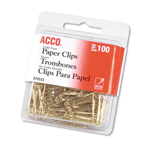 ACCO wholesale. Gold Tone Paper Clips, Small (no. 2), Gold Tone, 100-box. HSD Wholesale: Janitorial Supplies, Breakroom Supplies, Office Supplies.