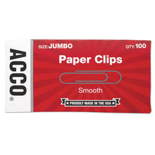 Load image into Gallery viewer, ACCO wholesale. Paper Clips, Jumbo, Silver, 1,000-pack. HSD Wholesale: Janitorial Supplies, Breakroom Supplies, Office Supplies.