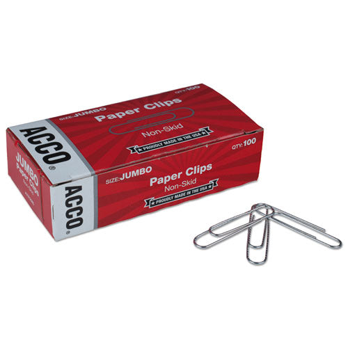 ACCO wholesale. Paper Clips, Jumbo, Silver, 1,000-pack. HSD Wholesale: Janitorial Supplies, Breakroom Supplies, Office Supplies.