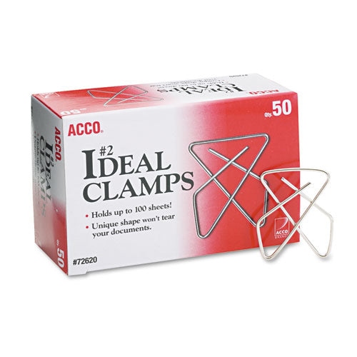 ACCO wholesale. Ideal Clamps, Small (no. 2), Silver, 50-box. HSD Wholesale: Janitorial Supplies, Breakroom Supplies, Office Supplies.