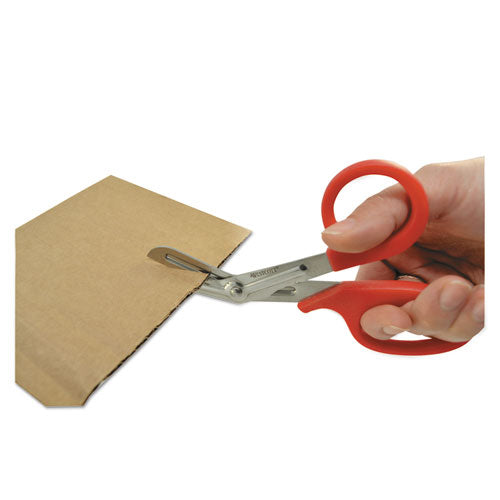 Westcott® wholesale. Stainless Steel Office Snips, 7" Long, 1.75" Cut Length, Red Offset Handle. HSD Wholesale: Janitorial Supplies, Breakroom Supplies, Office Supplies.