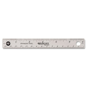 Westcott® wholesale. Stainless Steel Office Ruler With Non Slip Cork Base, 6". HSD Wholesale: Janitorial Supplies, Breakroom Supplies, Office Supplies.