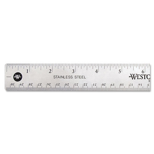 Westcott® wholesale. Stainless Steel Office Ruler With Non Slip Cork Base, 12". HSD Wholesale: Janitorial Supplies, Breakroom Supplies, Office Supplies.
