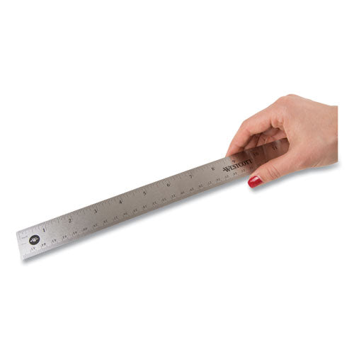 Westcott® wholesale. Stainless Steel Office Ruler With Non Slip Cork Base, 18". HSD Wholesale: Janitorial Supplies, Breakroom Supplies, Office Supplies.
