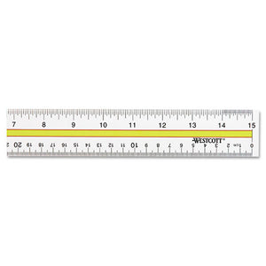 Westcott® wholesale. Acrylic Data Highlight Reading Ruler With Tinted Guide, 15" Clear. HSD Wholesale: Janitorial Supplies, Breakroom Supplies, Office Supplies.