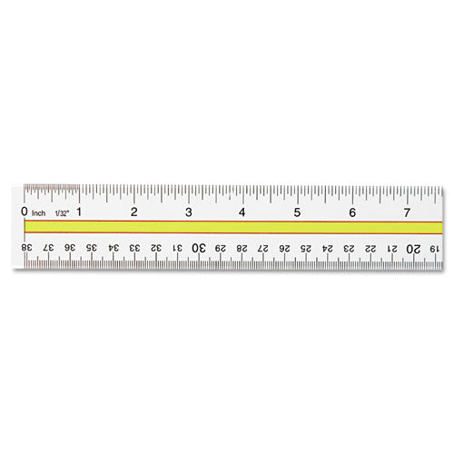 Westcott® wholesale. Acrylic Data Highlight Reading Ruler With Tinted Guide, 15" Clear. HSD Wholesale: Janitorial Supplies, Breakroom Supplies, Office Supplies.