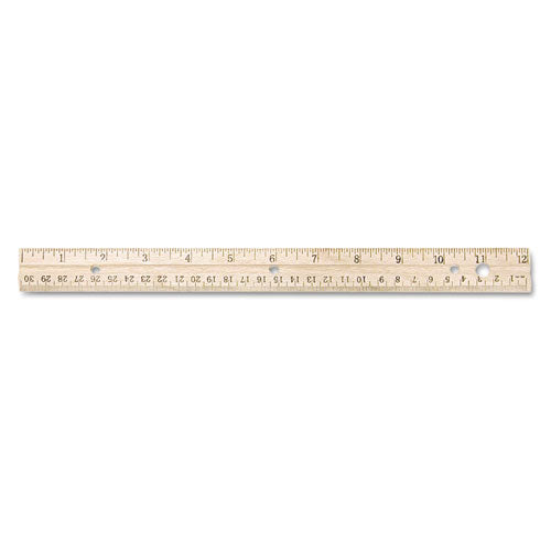 Westcott® wholesale. Hole Punched Wood Ruler English And Metric With Metal Edge, 12