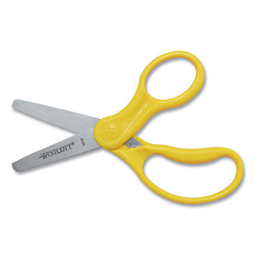 Westcott® wholesale. For Kids Scissors, Blunt Tip, 5" Long, 1.75" Cut Length, Randomly Assorted Straight Handles. HSD Wholesale: Janitorial Supplies, Breakroom Supplies, Office Supplies.