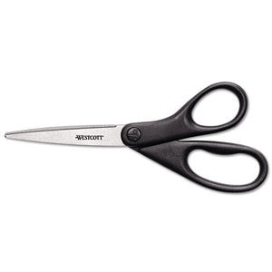 Westcott® wholesale. Design Line Straight Stainless Steel Scissors, 8" Long, 3.13" Cut Length, Black Straight Handle. HSD Wholesale: Janitorial Supplies, Breakroom Supplies, Office Supplies.