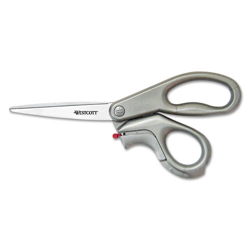 Westcott® wholesale. E-z Open Box Opener Stainless Steel Shears, 8" Long, 3.25" Cut Length, Gray Offset Handle. HSD Wholesale: Janitorial Supplies, Breakroom Supplies, Office Supplies.