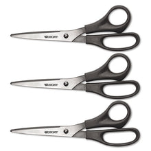 Load image into Gallery viewer, Westcott® wholesale. Value Line Stainless Steel Shears, 8&quot; Long, 3.5&quot; Cut Length, Black Offset Handles, 3-pack. HSD Wholesale: Janitorial Supplies, Breakroom Supplies, Office Supplies.