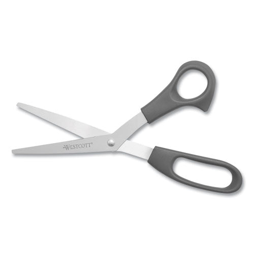 Westcott® wholesale. Value Line Stainless Steel Shears, 8" Long, 3.5" Cut Length, Black Offset Handles, 3-pack. HSD Wholesale: Janitorial Supplies, Breakroom Supplies, Office Supplies.