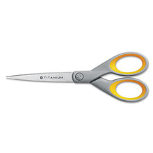 Load image into Gallery viewer, Westcott® wholesale. Titanium Bonded Scissors, 7&quot; Long, 3&quot; Cut Length, Gray-yellow Straight Handle. HSD Wholesale: Janitorial Supplies, Breakroom Supplies, Office Supplies.