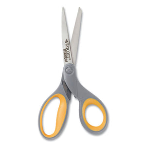 Westcott® wholesale. Titanium Bonded Scissors, 8" Long, 3.5" Cut Length, Gray-yellow Straight Handle. HSD Wholesale: Janitorial Supplies, Breakroom Supplies, Office Supplies.