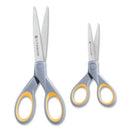 Westcott® wholesale. Titanium Bonded Scissors, 5" And 7" Long, 2.25" And 3.5" Cut Lengths, Gray-yellow Straight Handles, 2-pack. HSD Wholesale: Janitorial Supplies, Breakroom Supplies, Office Supplies.