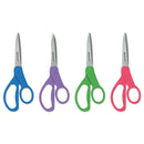 Westcott® wholesale. Student Scissors With Antimicrobial Protection, Pointed Tip, 7" Long, 3" Cut Length, Randomly Assorted Straight Handles. HSD Wholesale: Janitorial Supplies, Breakroom Supplies, Office Supplies.